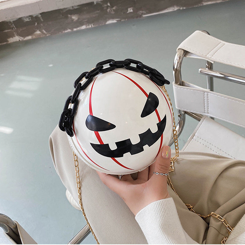 Fantastic Spooky Pumpkin Ball Handbag With Chain