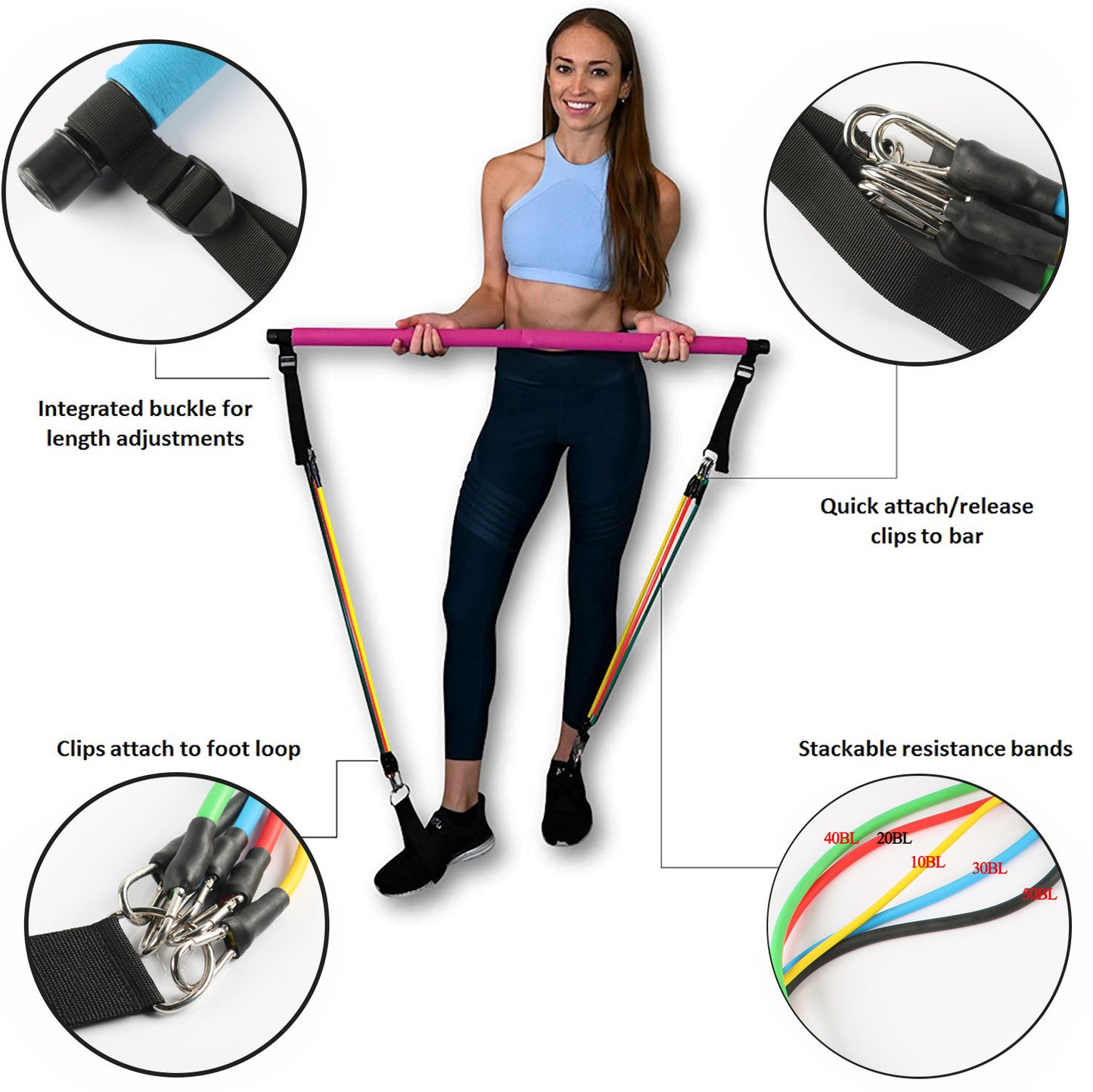 Fitness Yoga Pilates Bar Portable Gym Accessories Sport Elastic Bodybuilding Resistance Bands For Home Trainer Workout Equipment - A Trust Market
