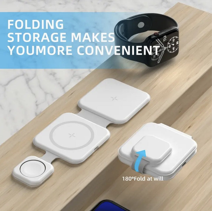 3 In 1 Magnetic Foldable Wireless Charger For Cell Phones and Gadgets