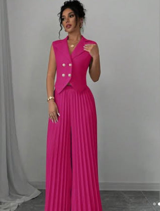 Fashion Vest Pleated Skirt Blouse And Pants