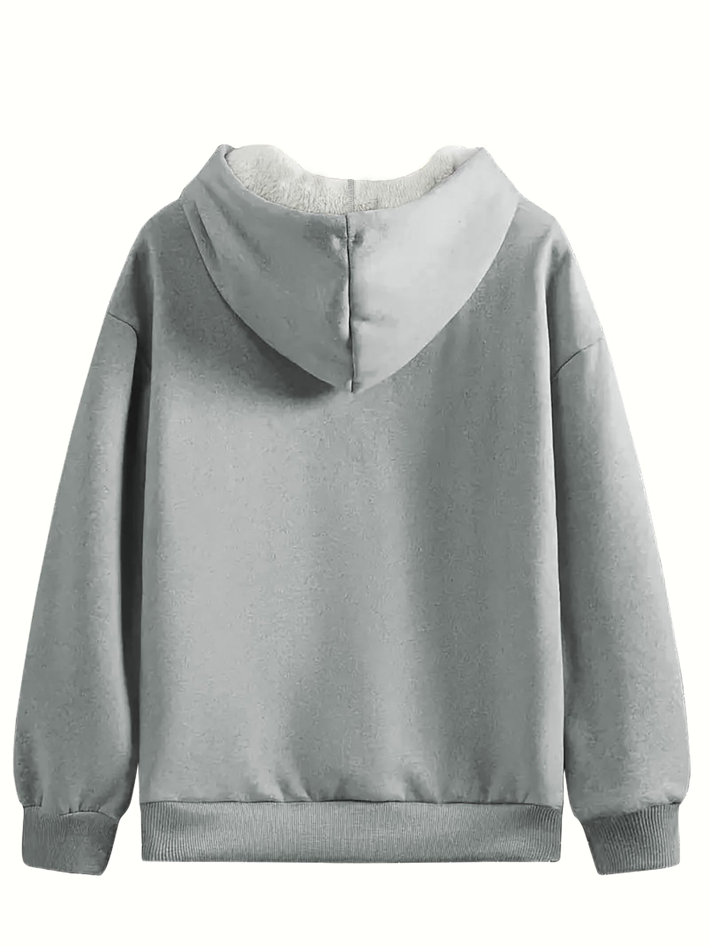 Cozy Fleece-Lined Hoodie with Humorous Letter 😃