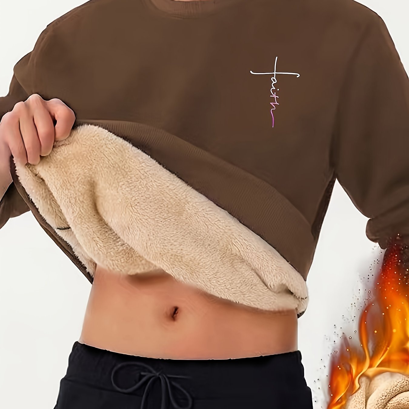 Casual Warm Fleece Lined Sweatshirt For Men