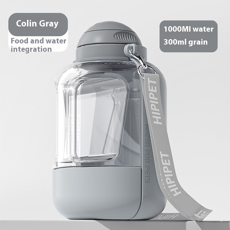 2 In 1 Portable Pets Drinking Pot With Food Integrated Bowl