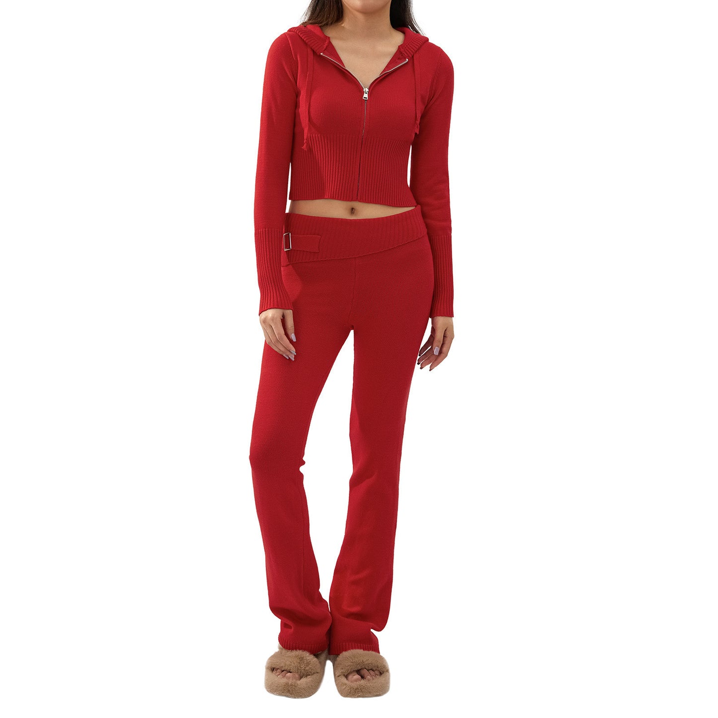 Wonderful Long-sleeved Cardigan And High Waisted Trousers