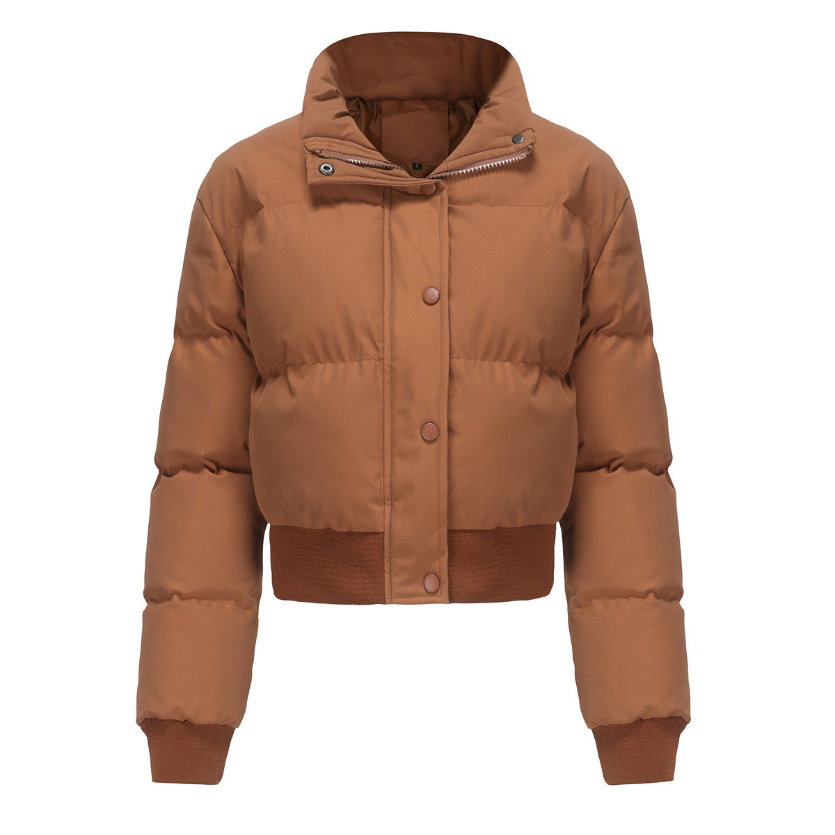 Warm Short Coat With Long Sleeve And High Collar