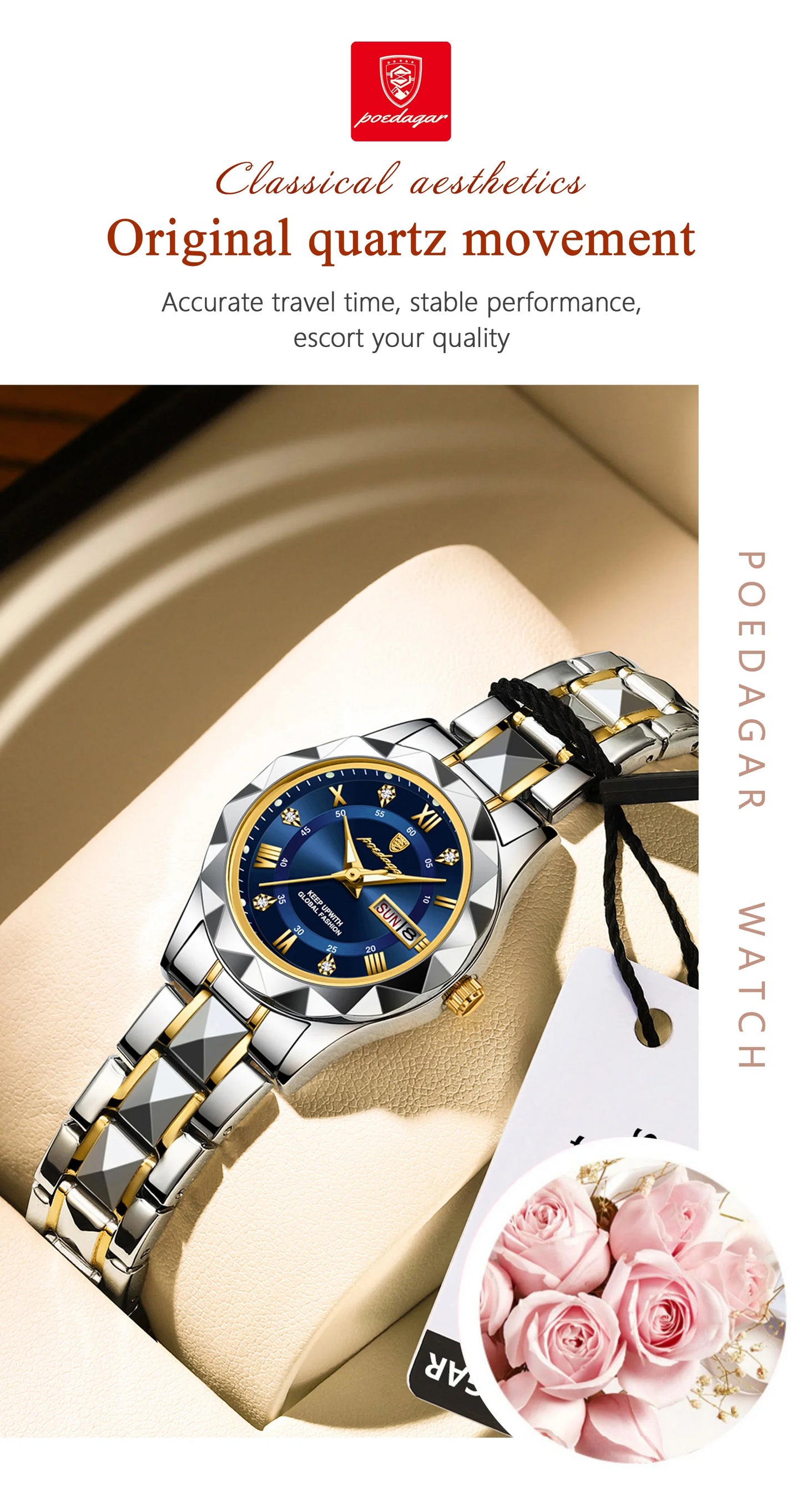 Luxury Ladies Watch With Stainless Steel Band