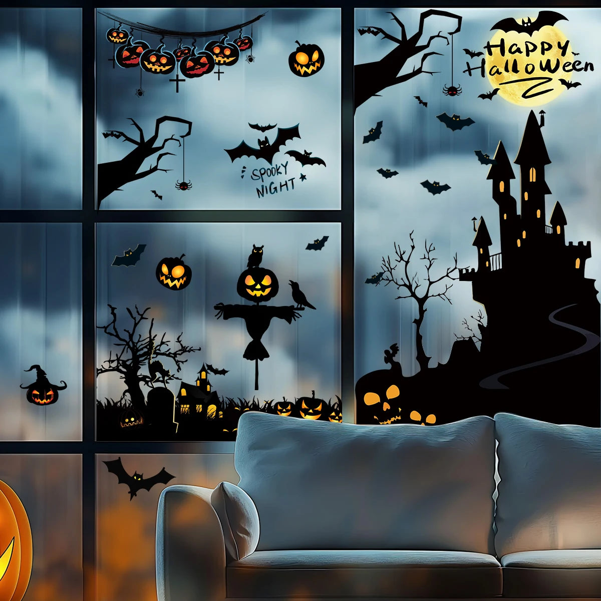 Castle Bat Silhouette for Halloween Decoration
