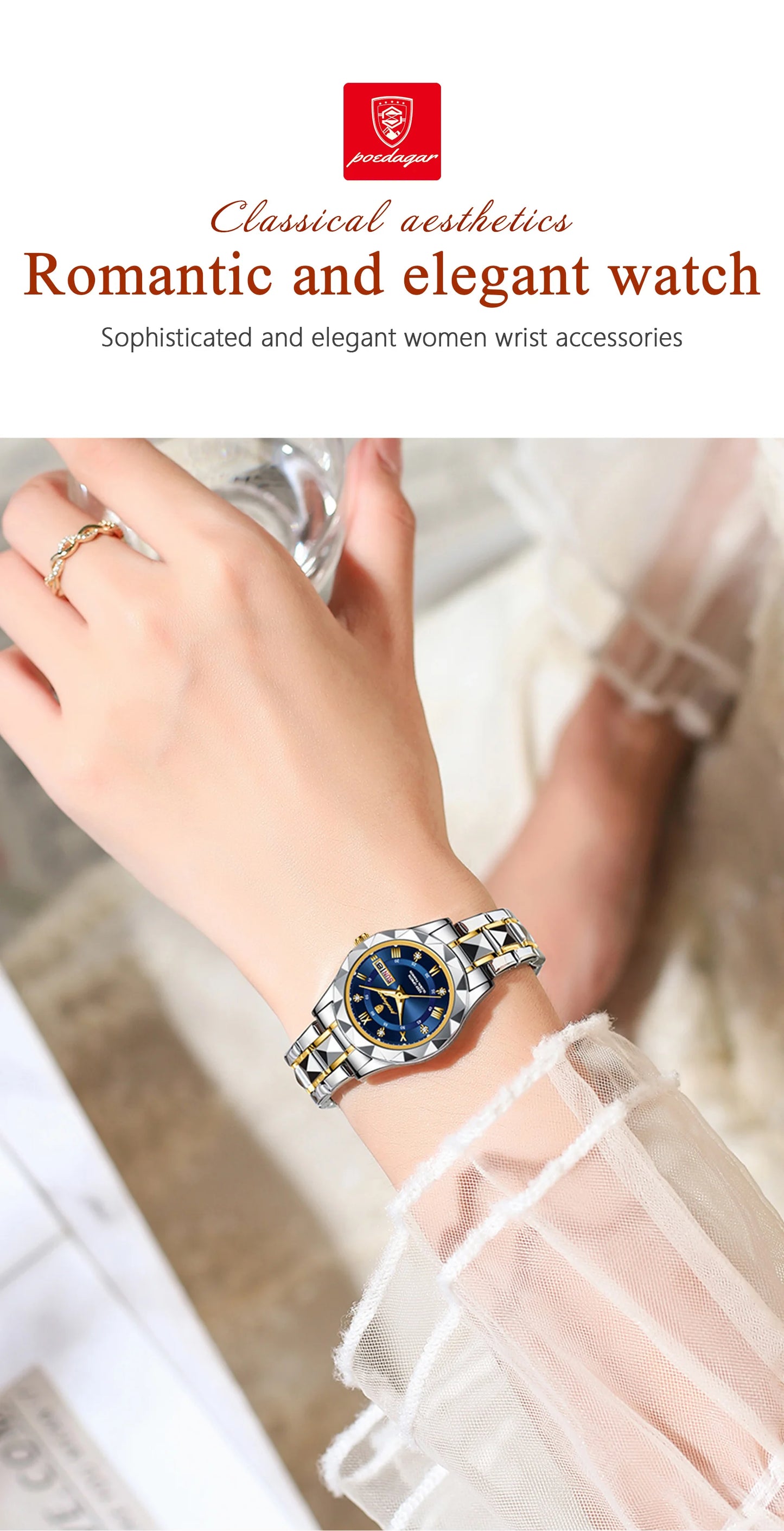 Luxury Ladies Watch With Stainless Steel Band