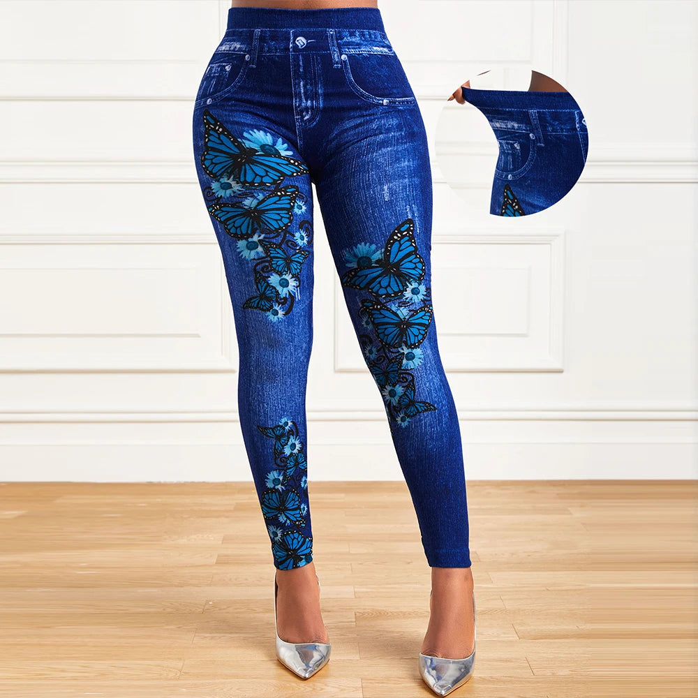 Fantastic High Waist Stretchy Legging. Denim Look
