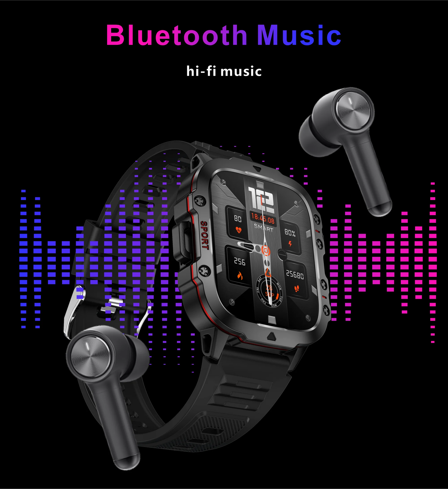Great Brand New Rugged Military Smartwatch With BT, GPS And AMOLED HD Big Screen