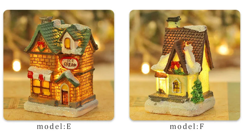 Exquisite Small Houses With Night Light For Christmas Decoration