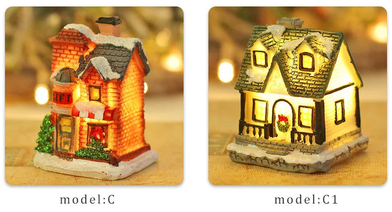 Exquisite Small Houses With Night Light For Christmas Decoration