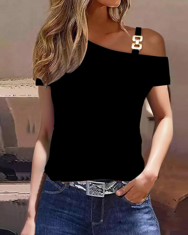 Beautiful Stripe One Shoulder Blouse For Elegant Young Ladies