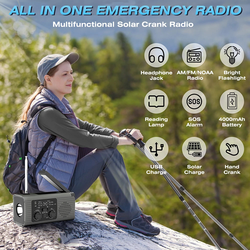 New Portable 4000mAh LED Emergency Lights And Radio With USB Emergency Charging