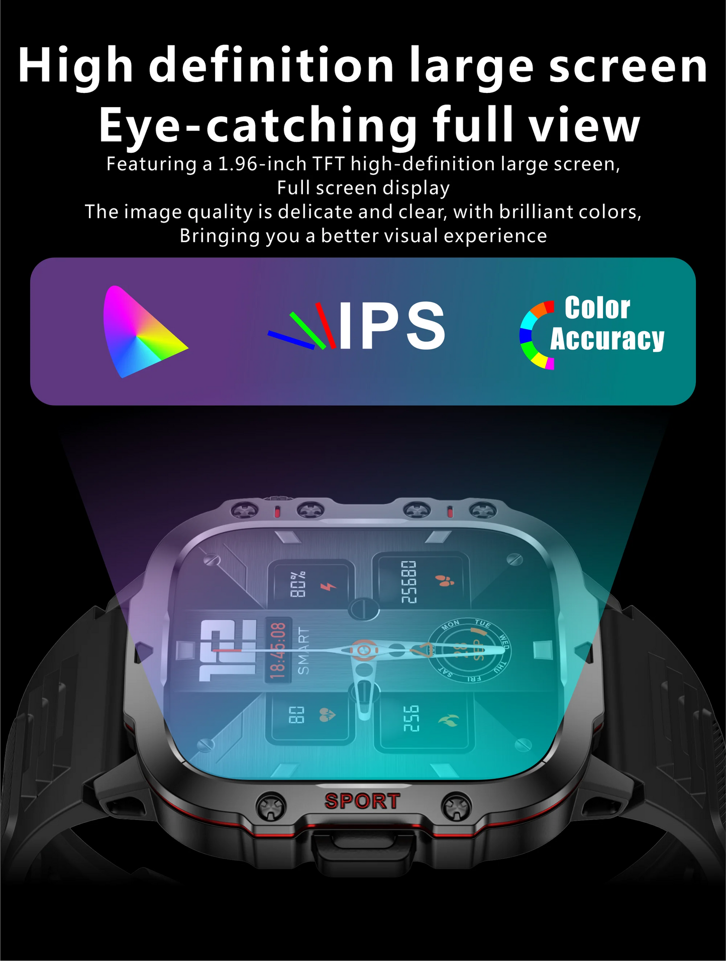 Great Brand New Rugged Military Smartwatch With BT, GPS And AMOLED HD Big Screen
