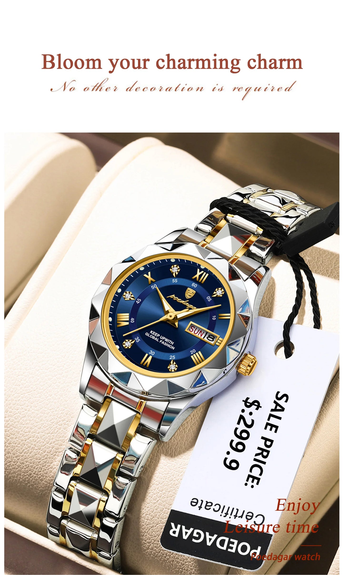 Luxury Ladies Watch With Stainless Steel Band