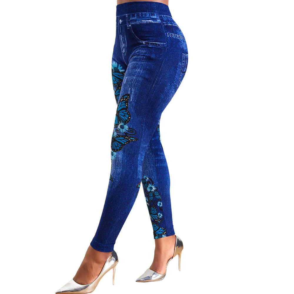 Fantastic High Waist Stretchy Legging. Denim Look