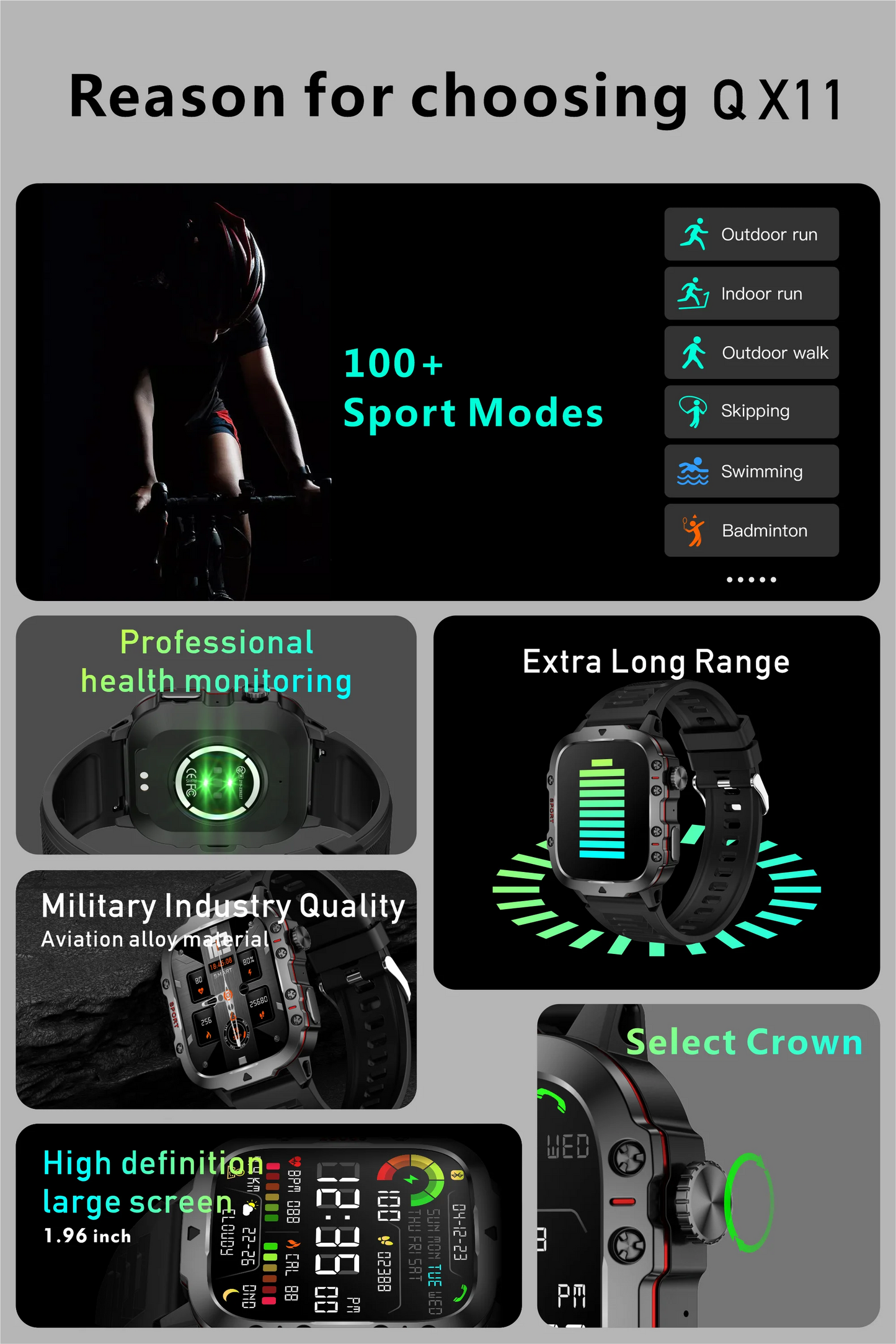Great Brand New Rugged Military Smartwatch With BT, GPS And AMOLED HD Big Screen