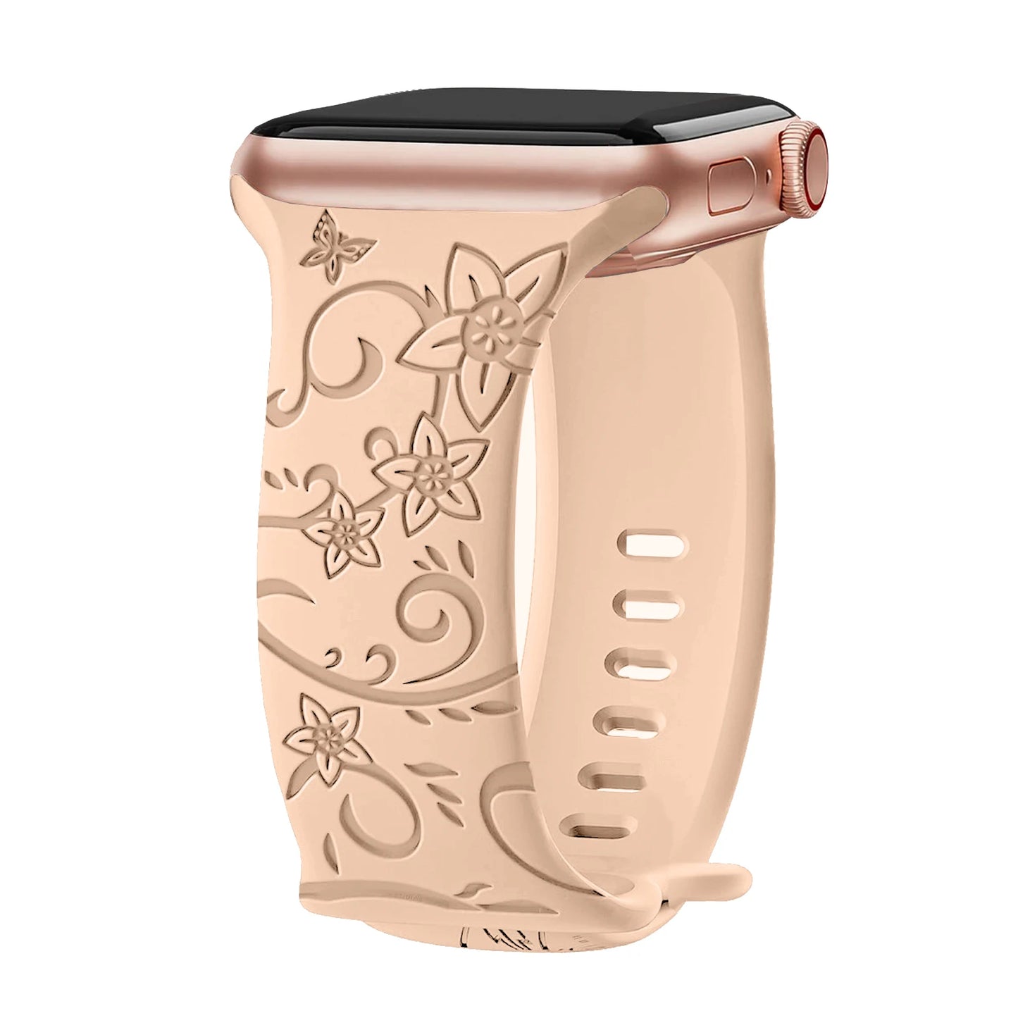 Floral Engraved Band For Apple Watch 40mm 44mm