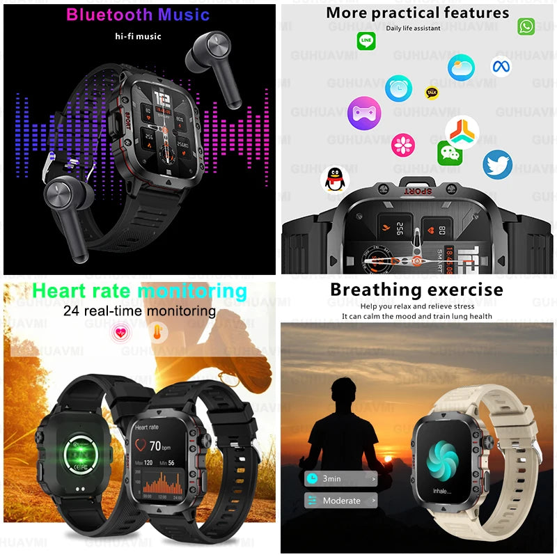 Great Brand New Rugged Military Smartwatch With BT, GPS And AMOLED HD Big Screen