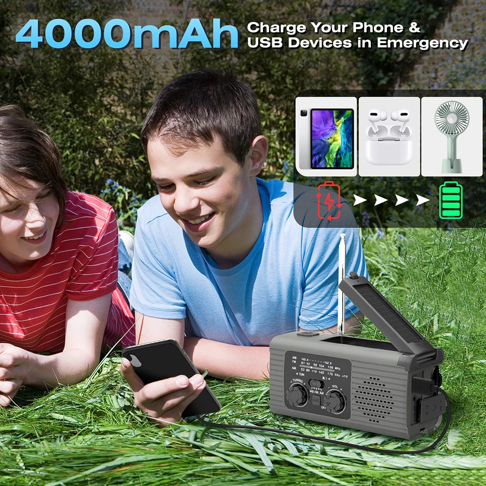 New Portable 4000mAh LED Emergency Lights And Radio With USB Emergency Charging