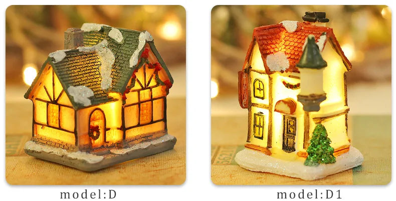 Exquisite Small Houses With Night Light For Christmas Decoration