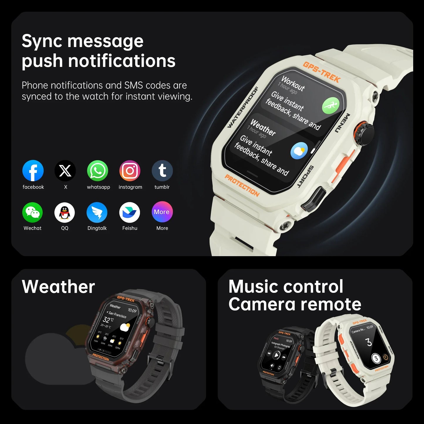 New Men's Rugged Military Smartwatch - Real GPS, Bluetooth And Call Health Monitoring