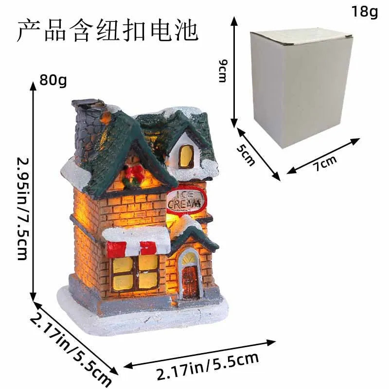 Exquisite Small Houses With Night Light For Christmas Decoration