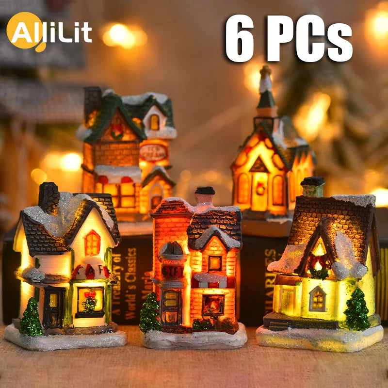 Exquisite Small Houses With Night Light For Christmas Decoration