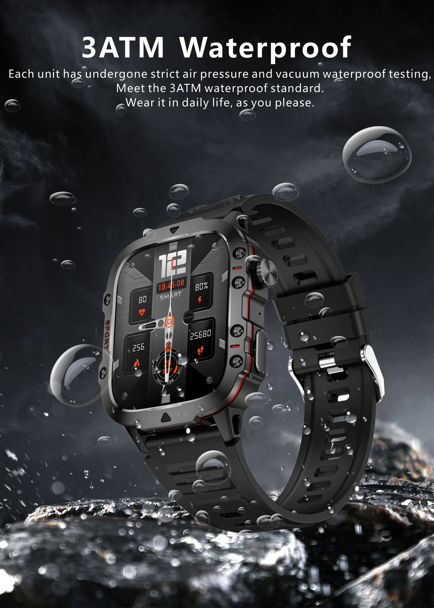 Great Brand New Rugged Military Smartwatch With BT, GPS And AMOLED HD Big Screen