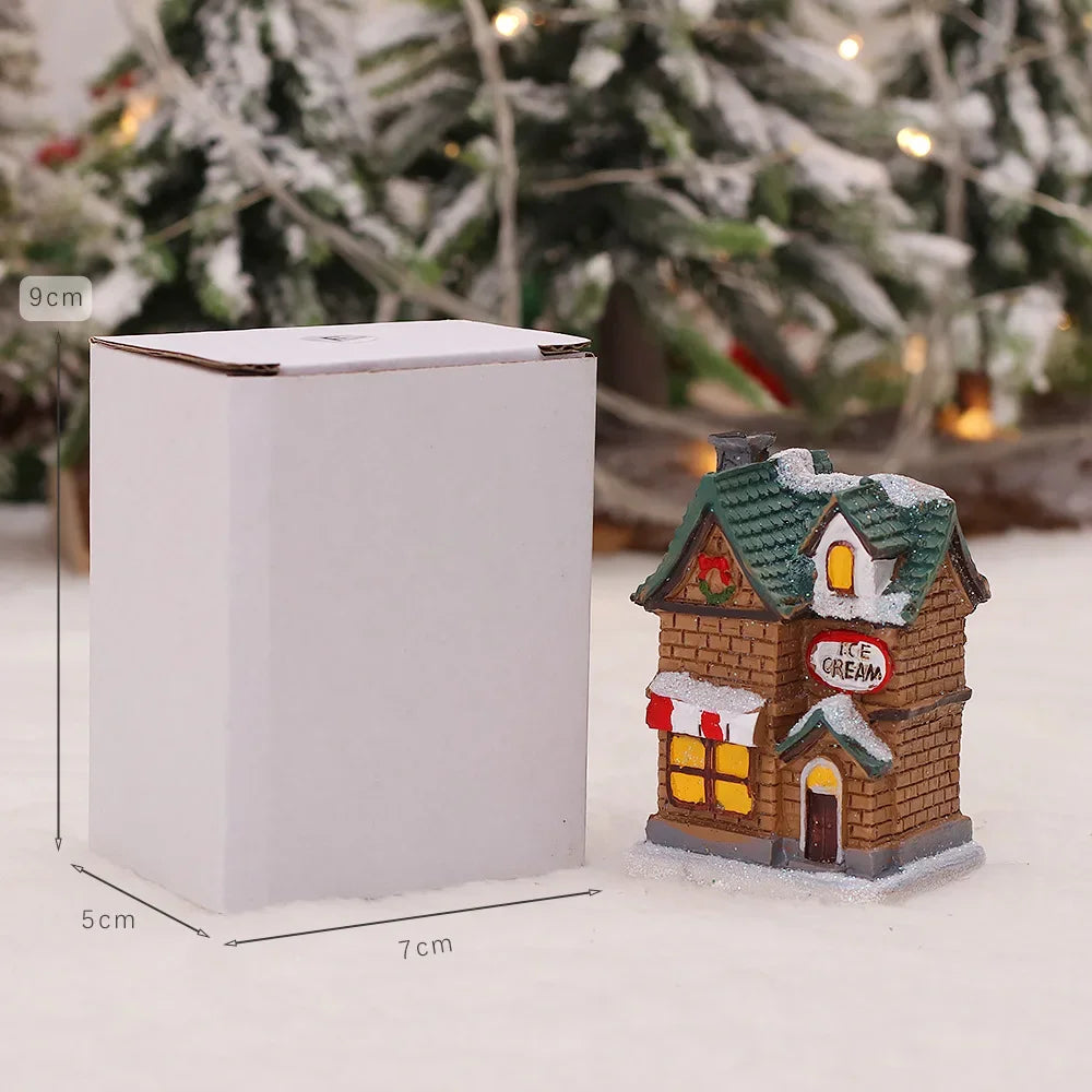 Exquisite Small Houses With Night Light For Christmas Decoration