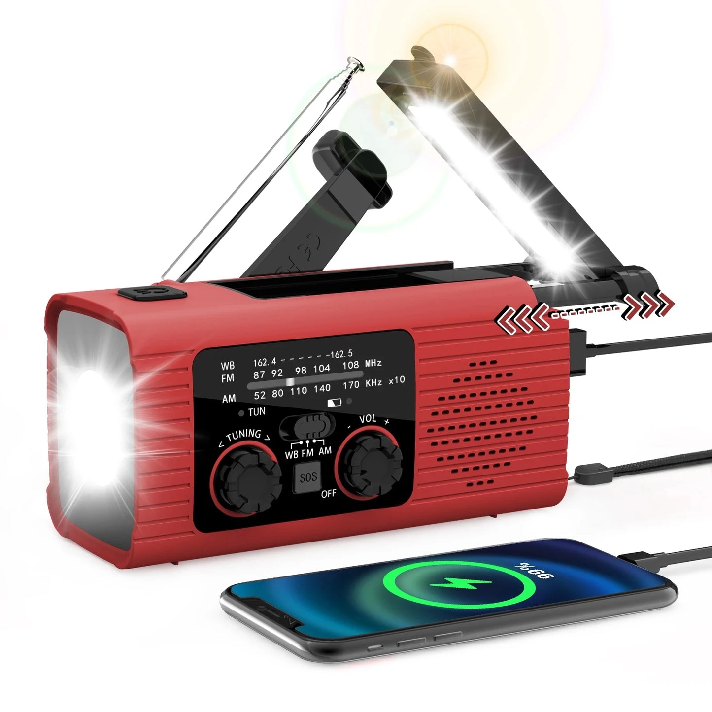 New Portable 4000mAh LED Emergency Lights And Radio With USB Emergency Charging
