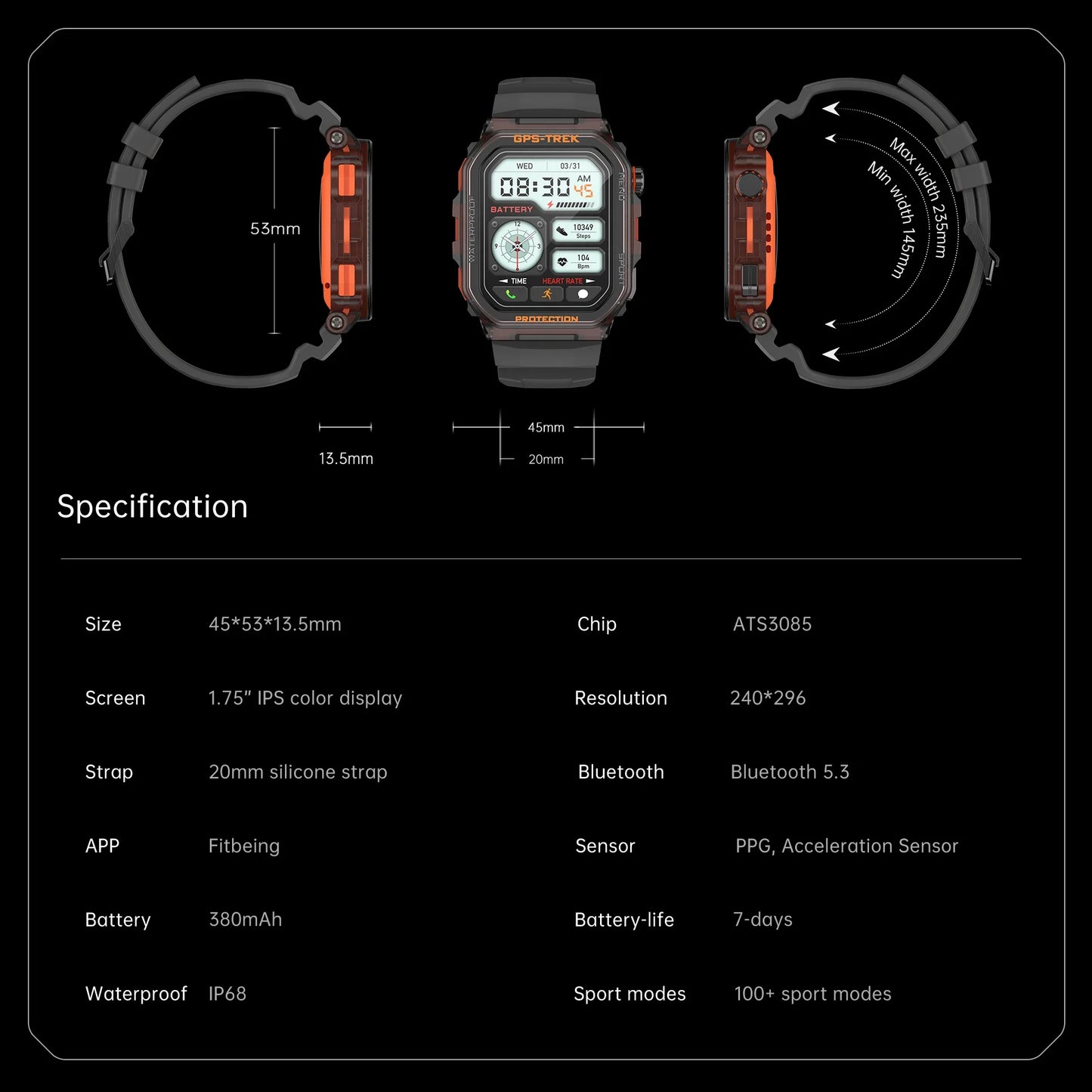 New Men's Rugged Military Smartwatch - Real GPS, Bluetooth And Call Health Monitoring