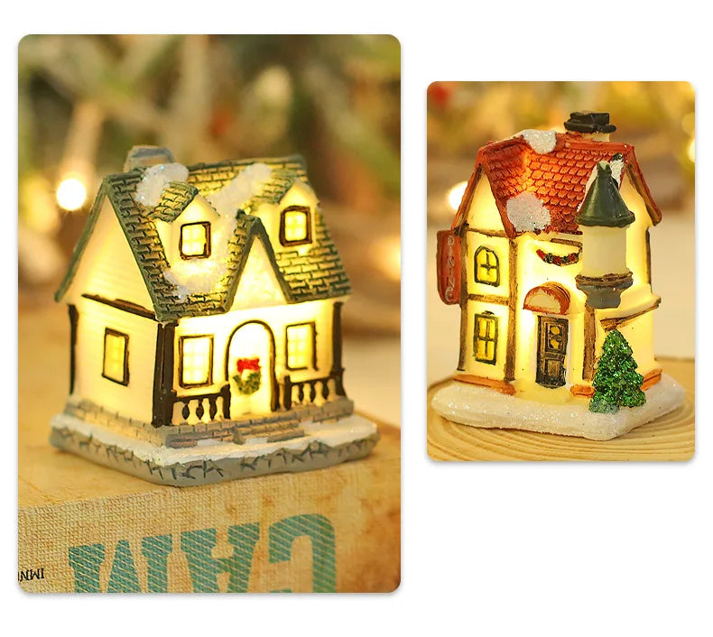 Exquisite Small Houses With Night Light For Christmas Decoration