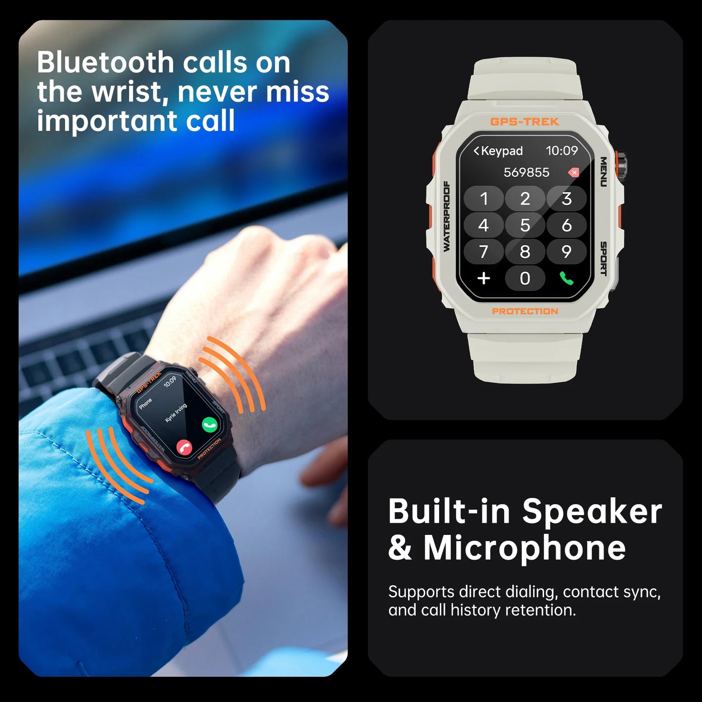 New Men's Rugged Military Smartwatch - Real GPS, Bluetooth And Call Health Monitoring