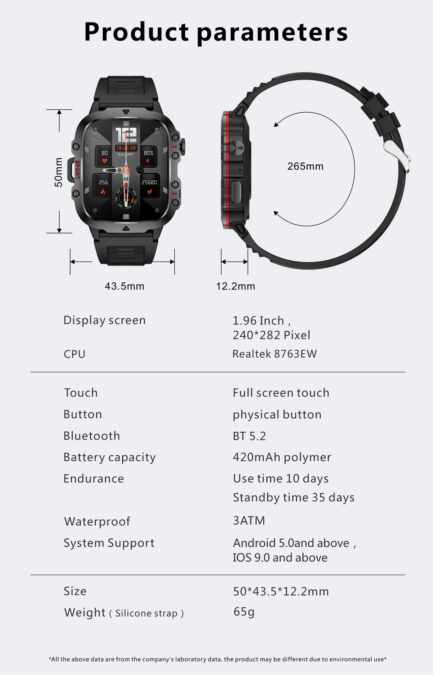 Great Brand New Rugged Military Smartwatch With BT, GPS And AMOLED HD Big Screen