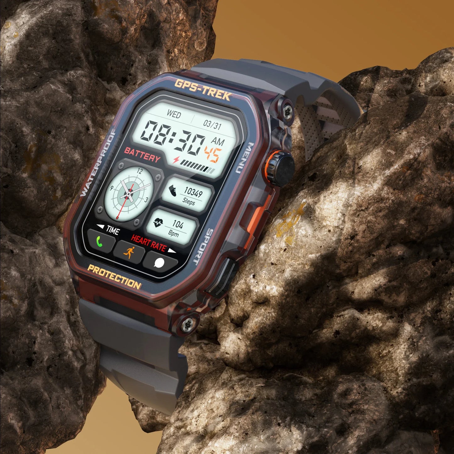 New Men's Rugged Military Smartwatch - Real GPS, Bluetooth And Call Health Monitoring