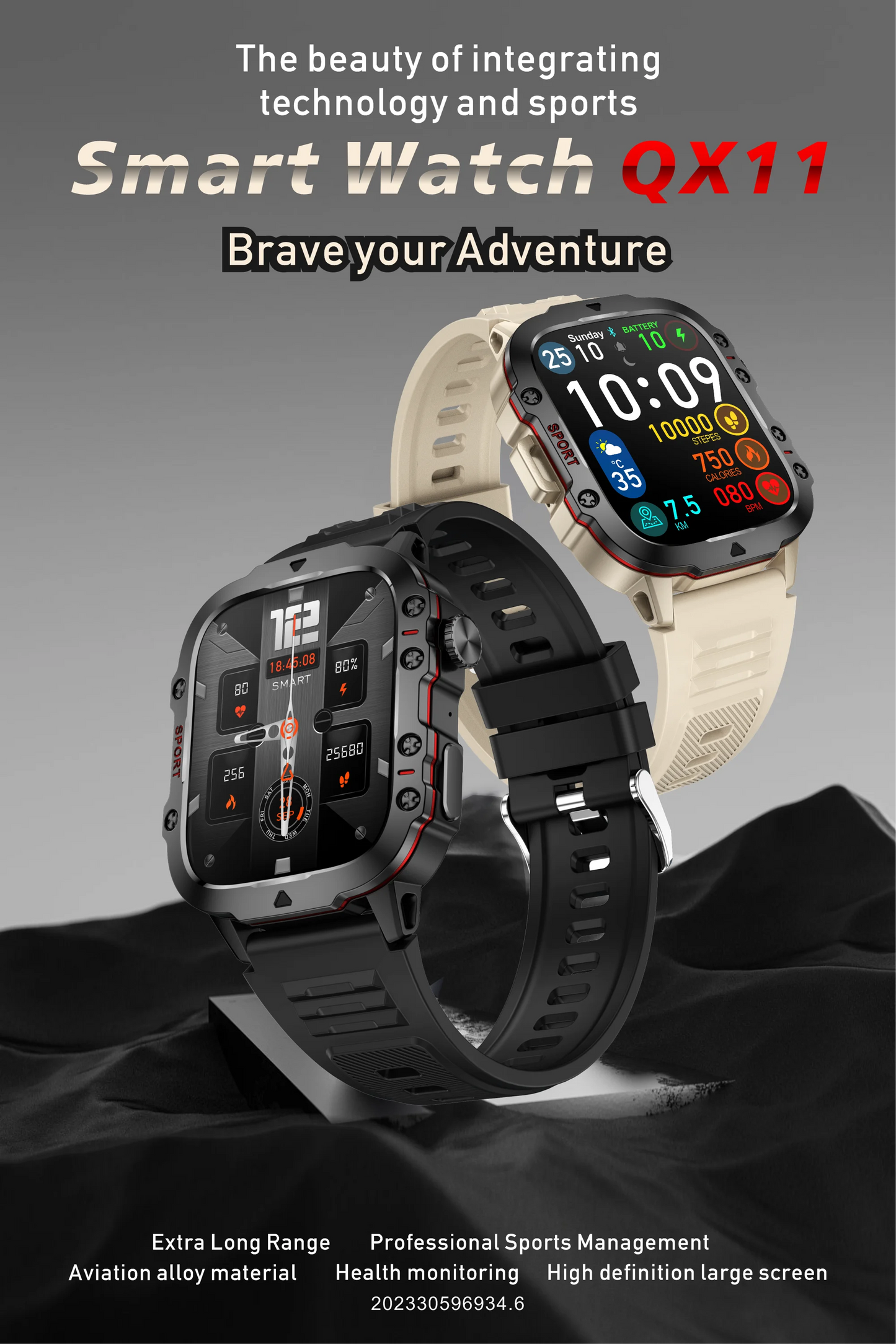 Great Brand New Rugged Military Smartwatch With BT, GPS And AMOLED HD Big Screen