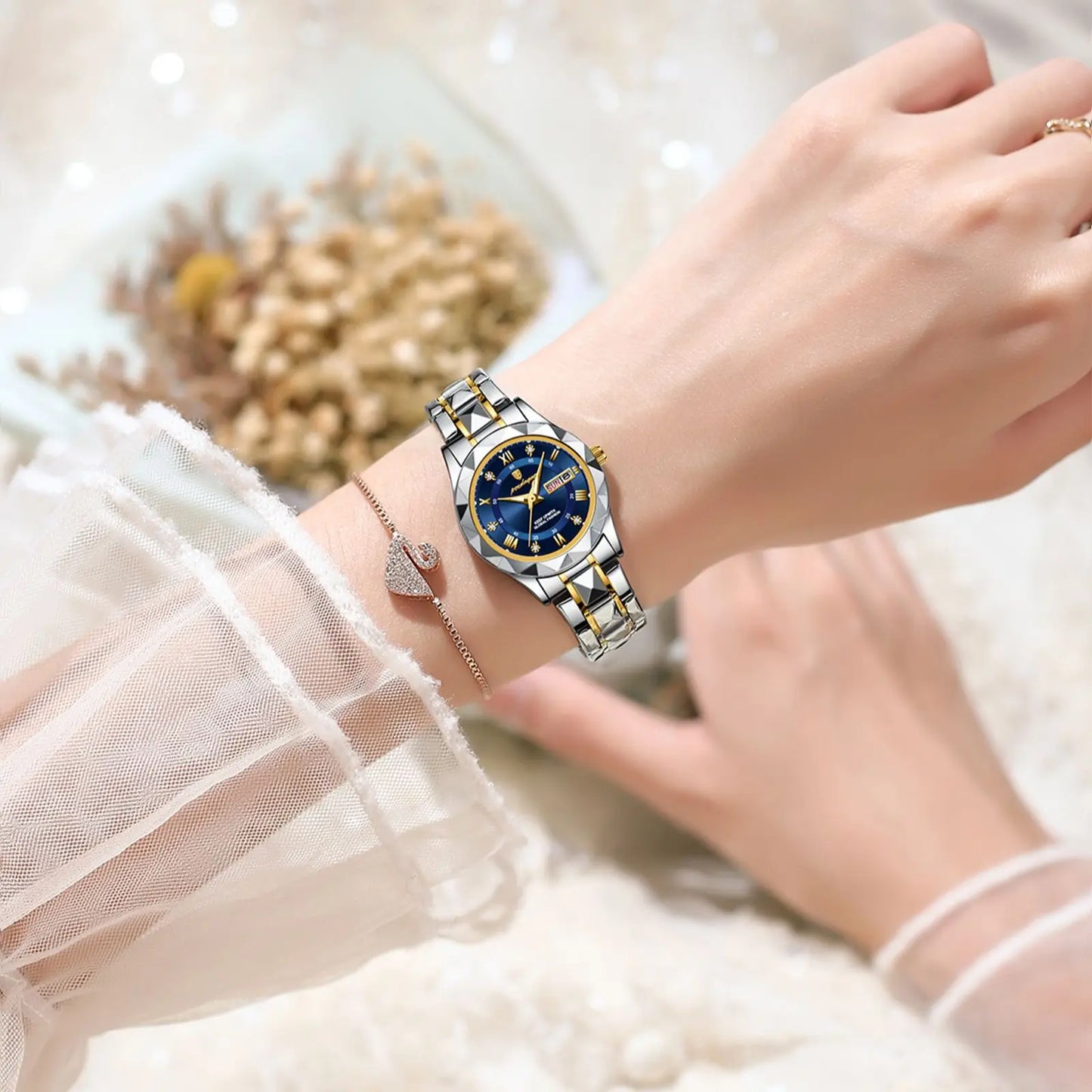 Luxury Ladies Watch With Stainless Steel Band