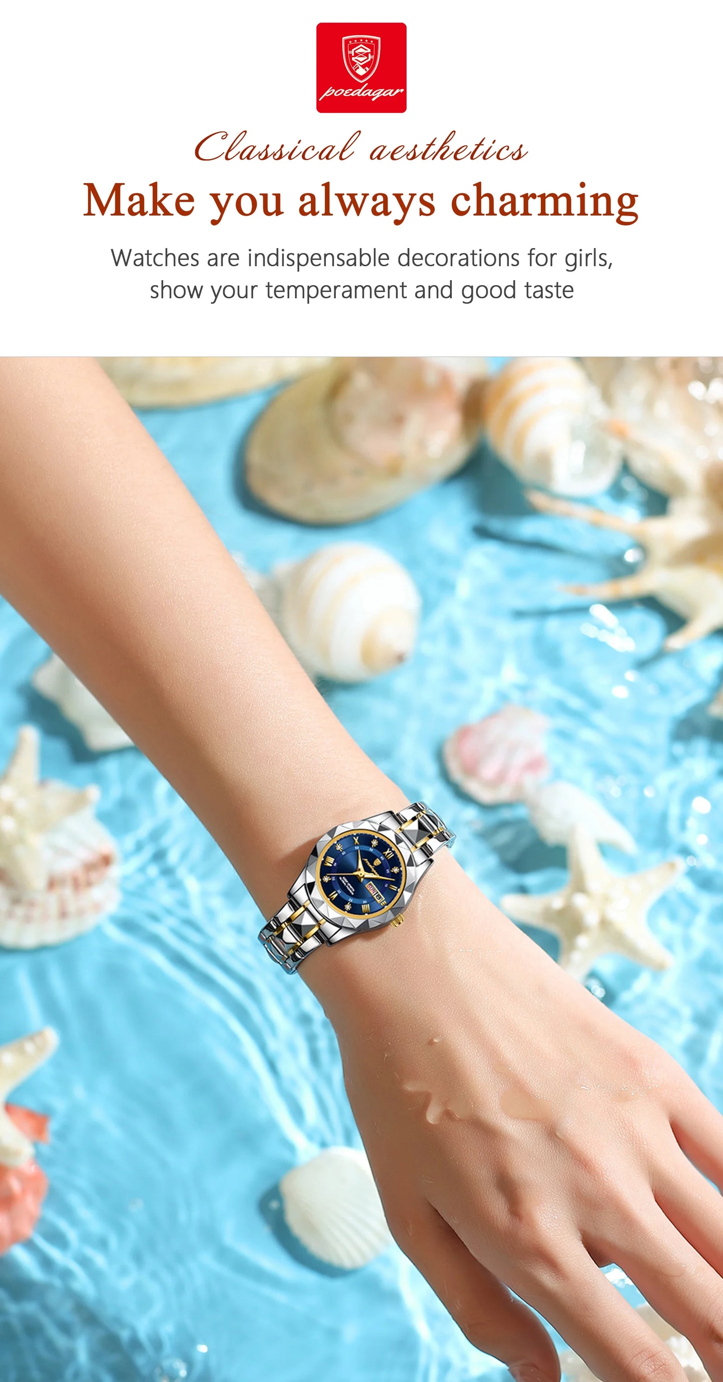 Luxury Ladies Watch With Stainless Steel Band