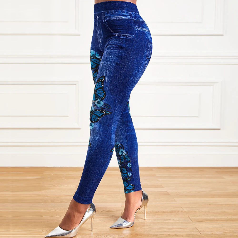 Fantastic High Waist Stretchy Legging. Denim Look