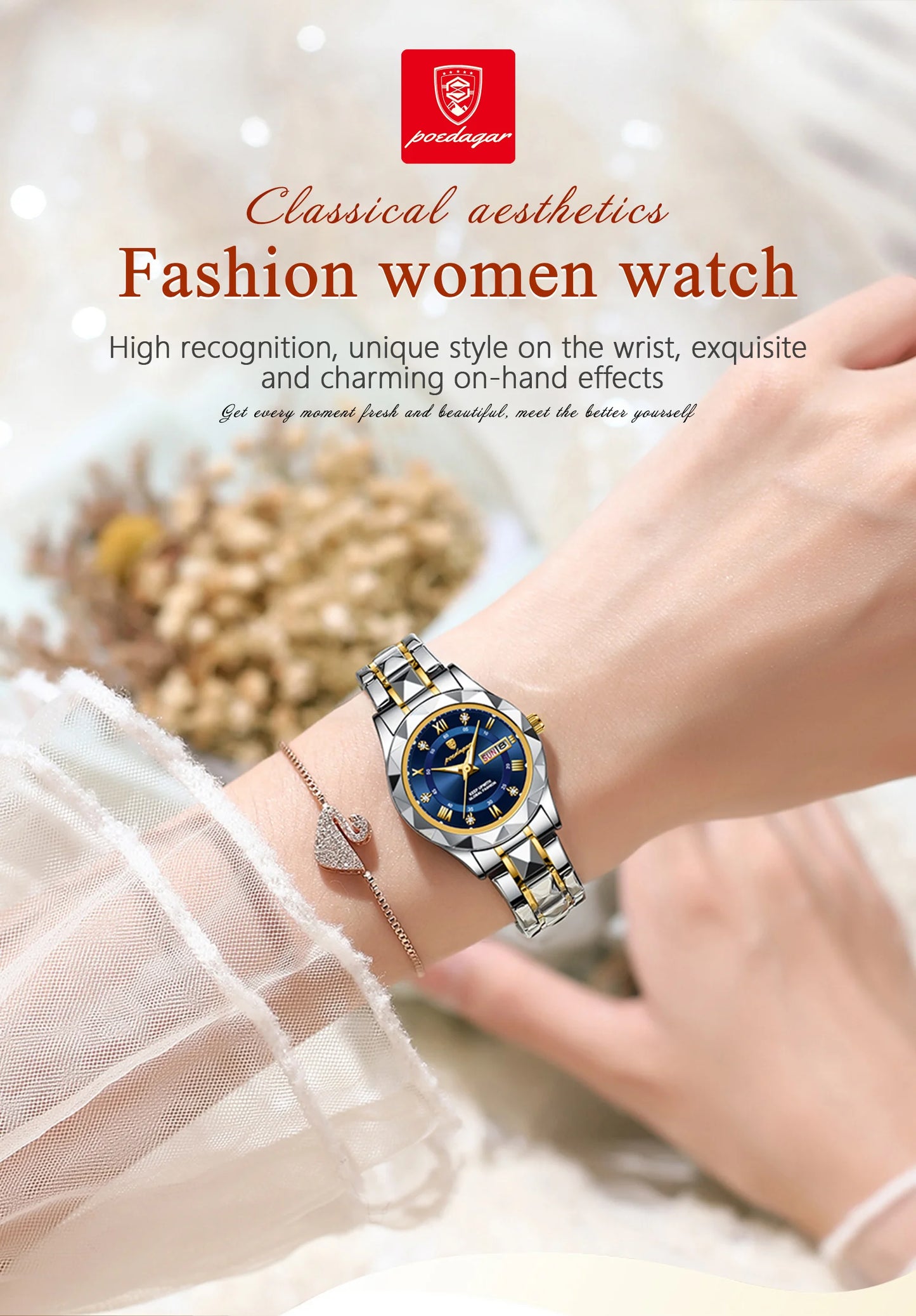 Luxury Ladies Watch With Stainless Steel Band