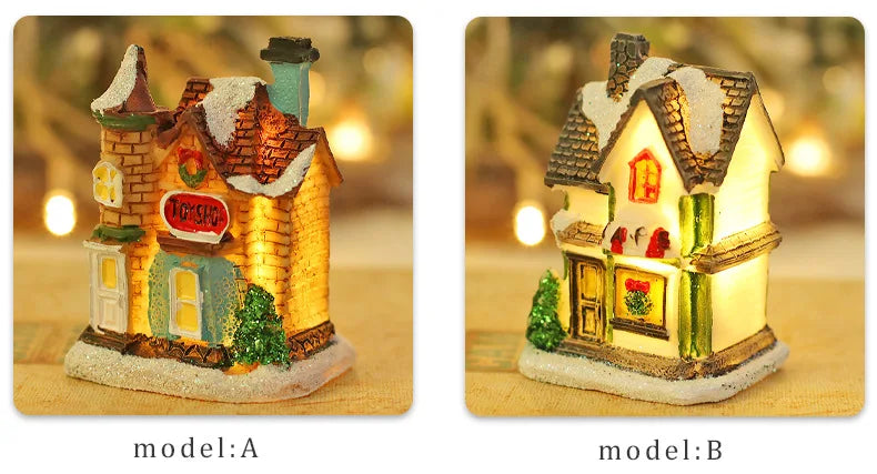 Exquisite Small Houses With Night Light For Christmas Decoration