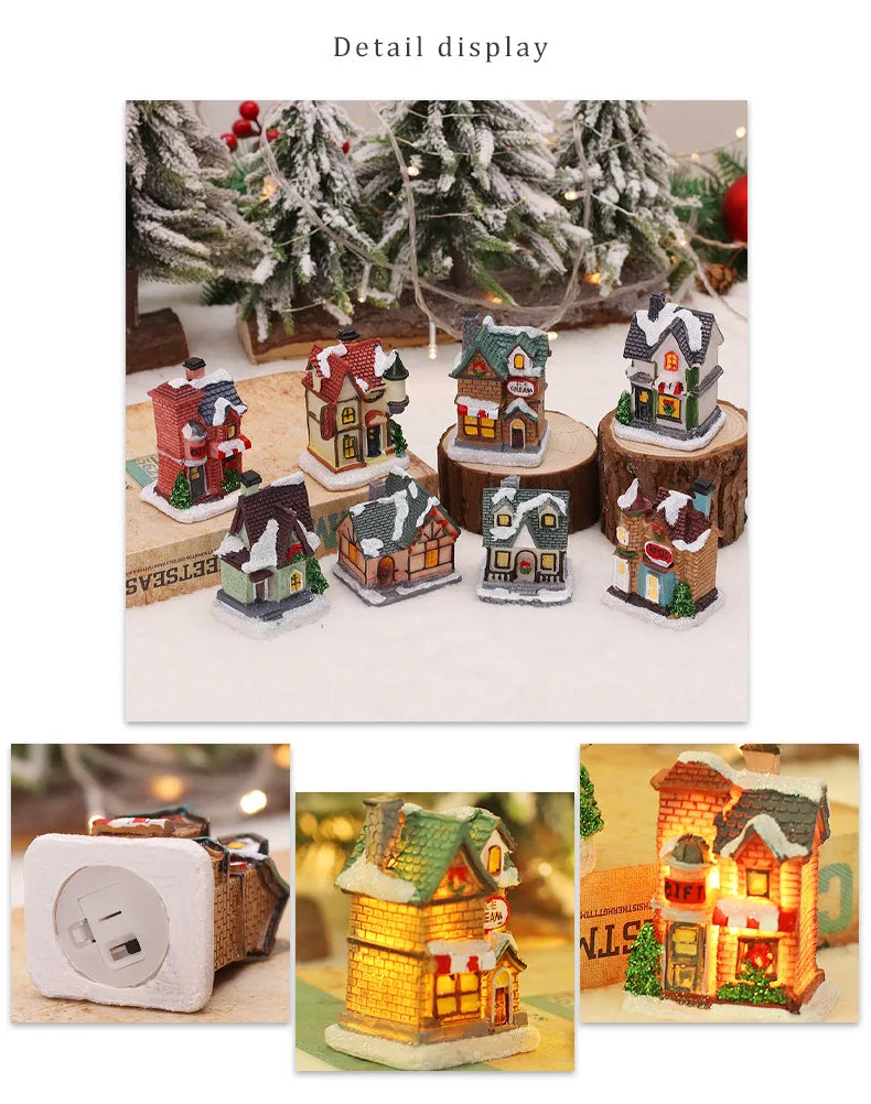 Exquisite Small Houses With Night Light For Christmas Decoration