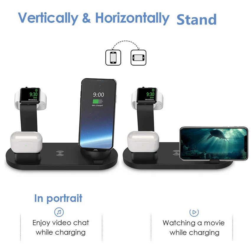 7 in 1 Wireless Charger Stand For iPhone, Smartwatch And Airpods