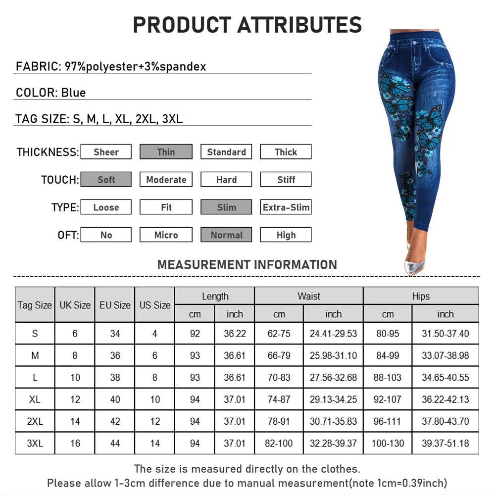 Fantastic High Waist Stretchy Legging. Denim Look