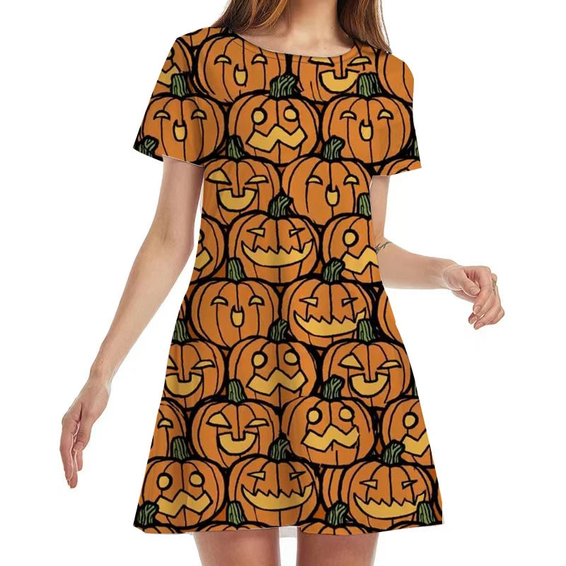 Fantastic Halloween Short Sleeve Women's Dress - A Trust Market