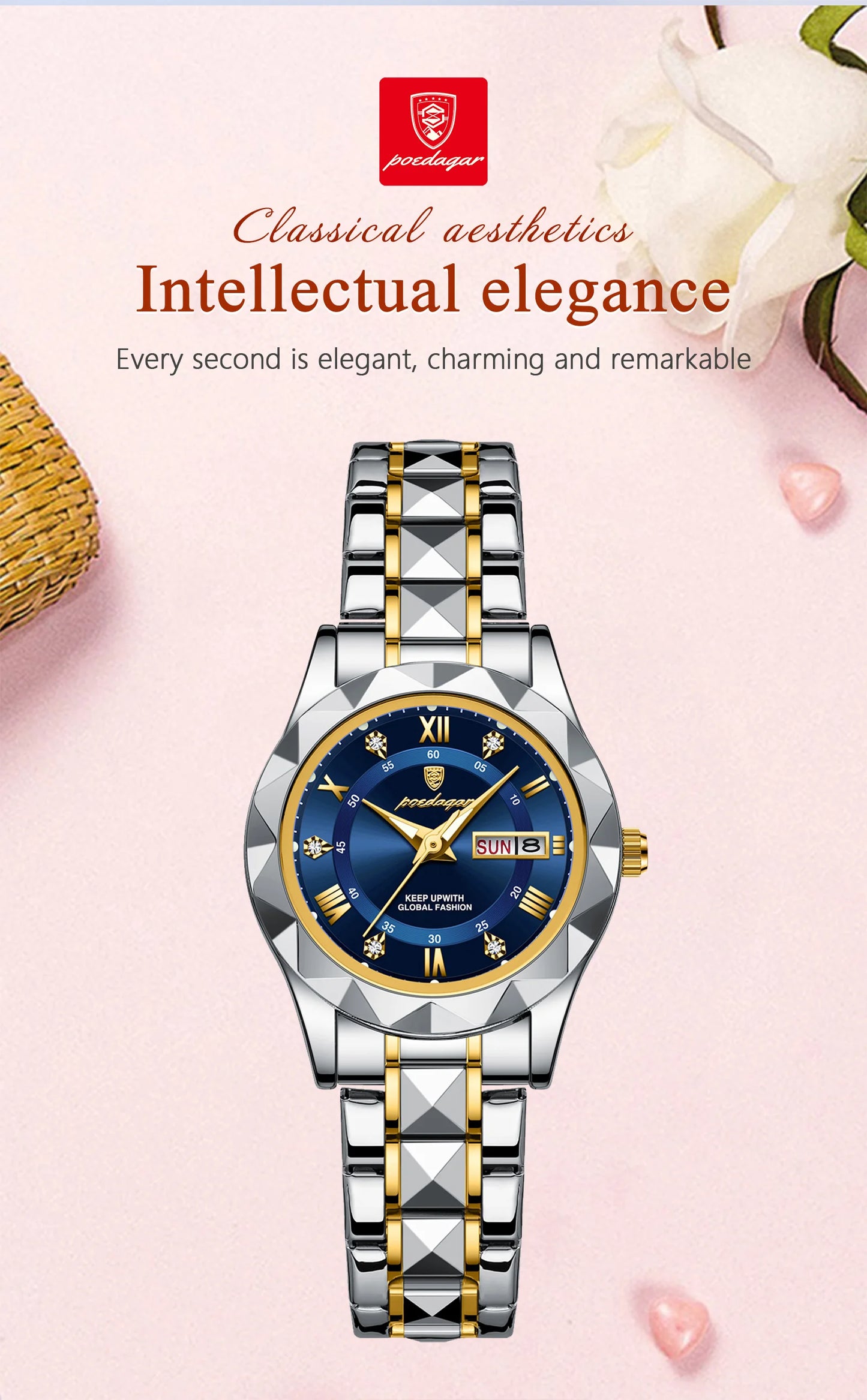 Luxury Ladies Watch With Stainless Steel Band
