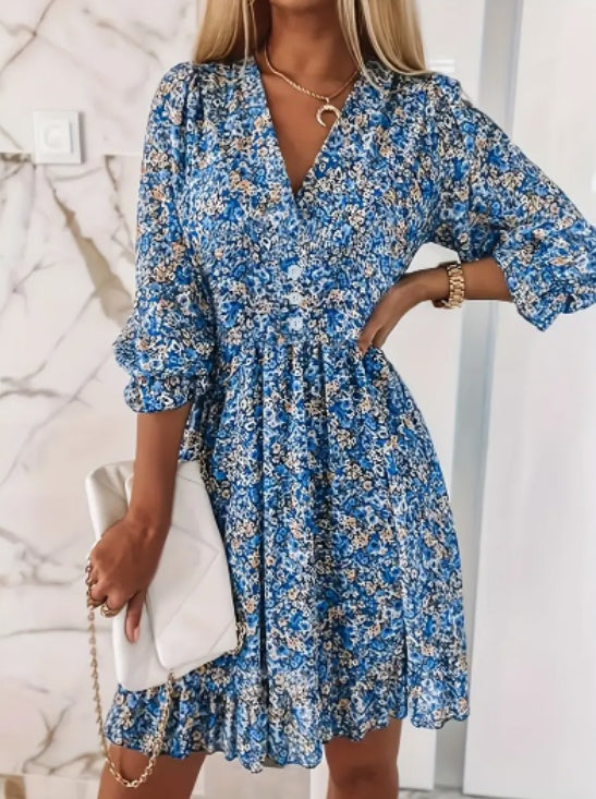 Wonderful V-Neck Floral Dress