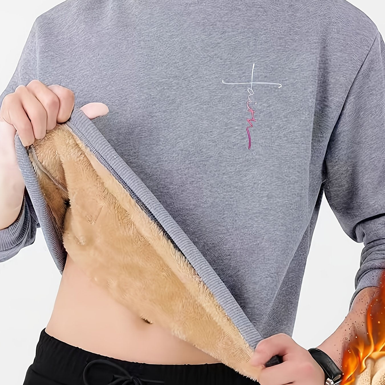 Casual Warm Fleece Lined Sweatshirt For Men